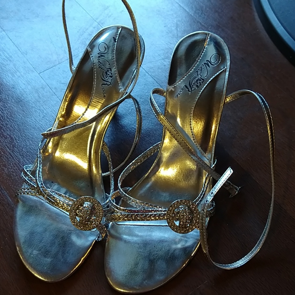 Silver Strappy Heels